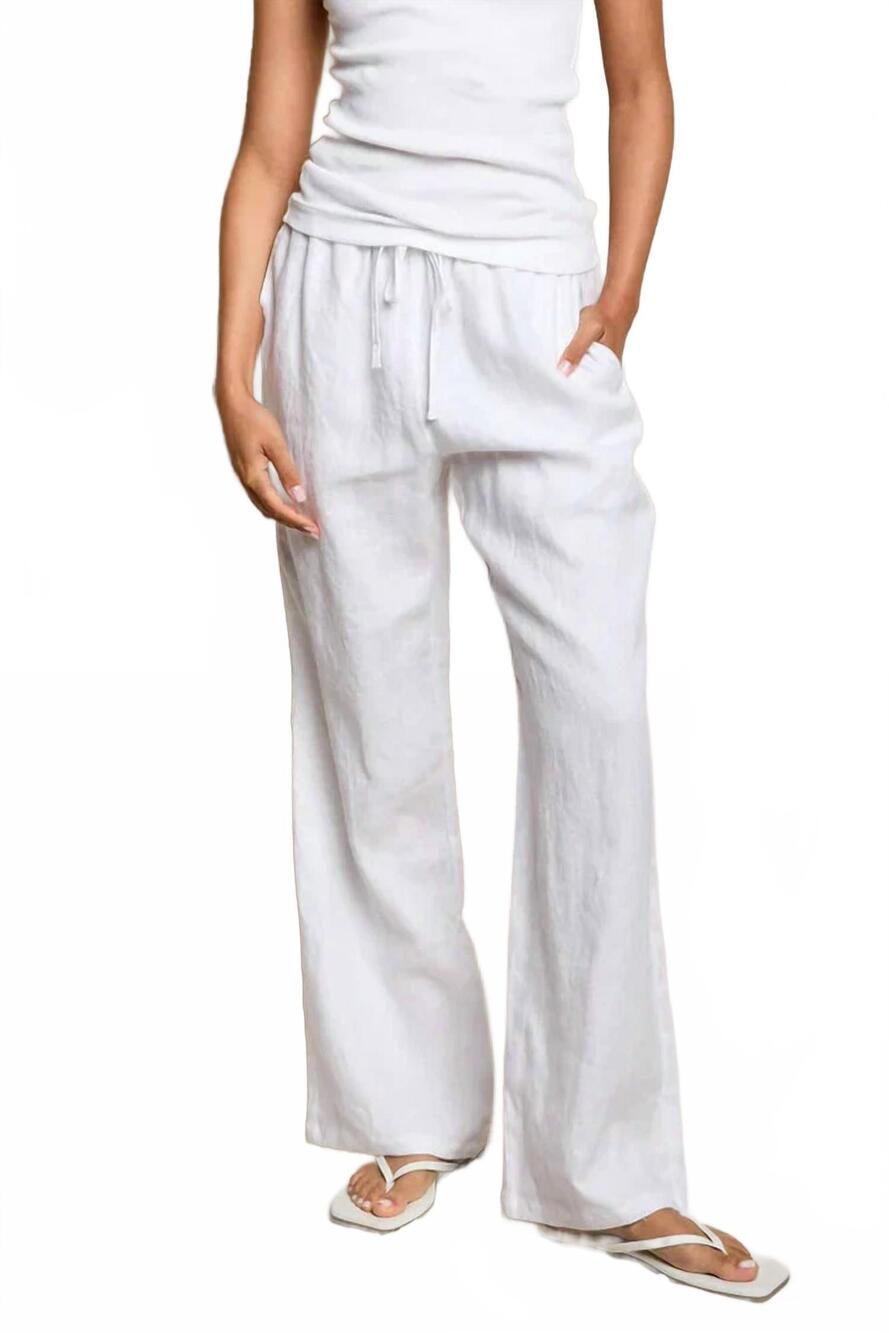 NEW PERFECTWHITETEE lorana linen drawstring pant in white